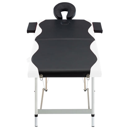 Massageliege Klappbar 2-Zonen Aluminiumgestell Schwarz und Weiß