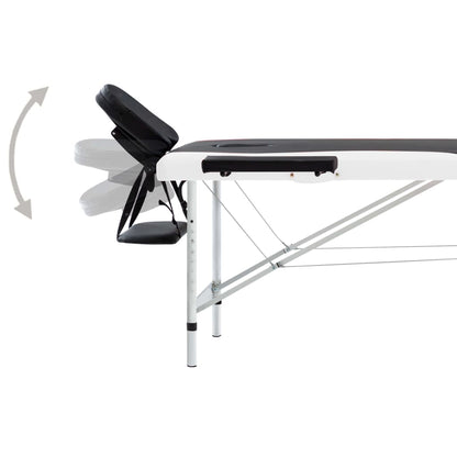 Massageliege Klappbar 2-Zonen Aluminiumgestell Schwarz und Weiß