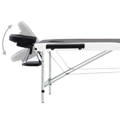 Massageliege Klappbar 3-Zonen Aluminiumgestell Schwarz und Weiß