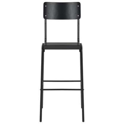 Barhocker 6 Stk. Schwarz Massives Sperrholz Stahl