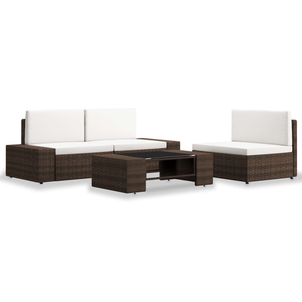 4-tlg. Garten-Lounge-Set Poly Rattan Braun