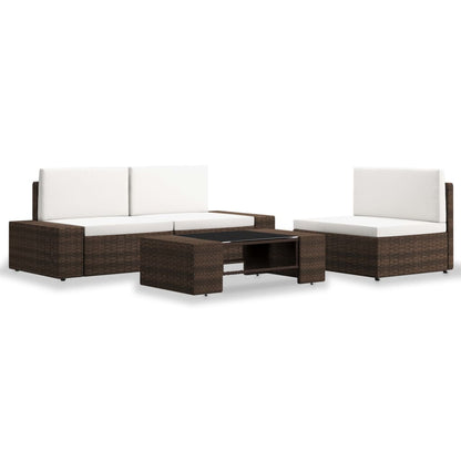 4-tlg. Garten-Lounge-Set Poly Rattan Braun