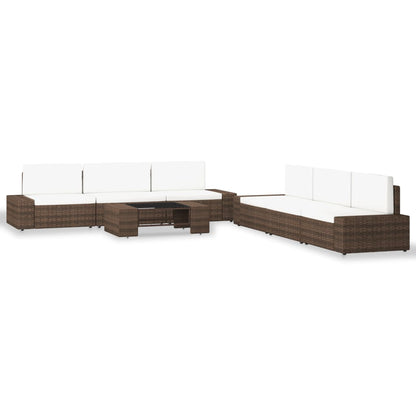 7-tlg. Garten-Lounge-Set Poly Rattan Braun