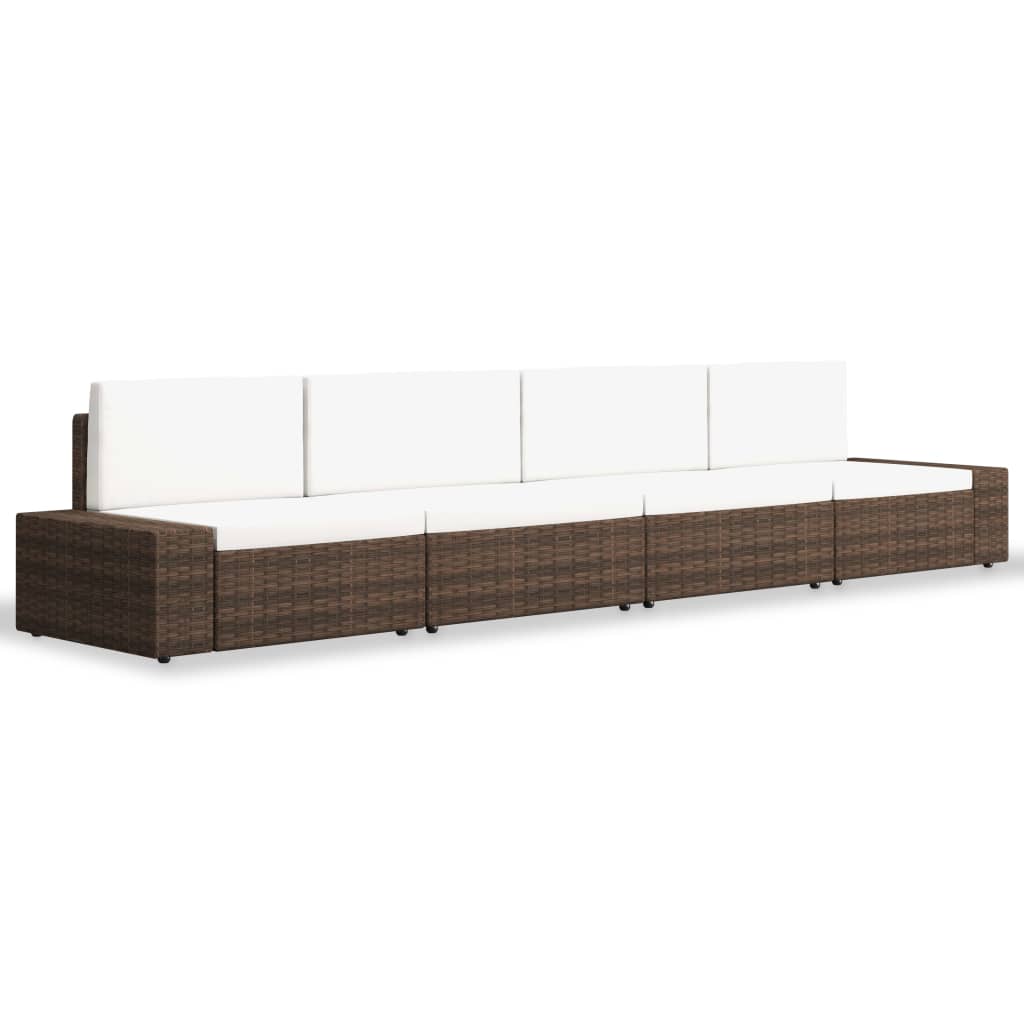 4-tlg. Garten-Lounge-Set Poly Rattan Braun