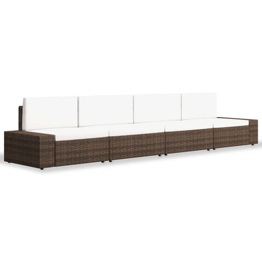 4-tlg. Garten-Lounge-Set Poly Rattan Braun