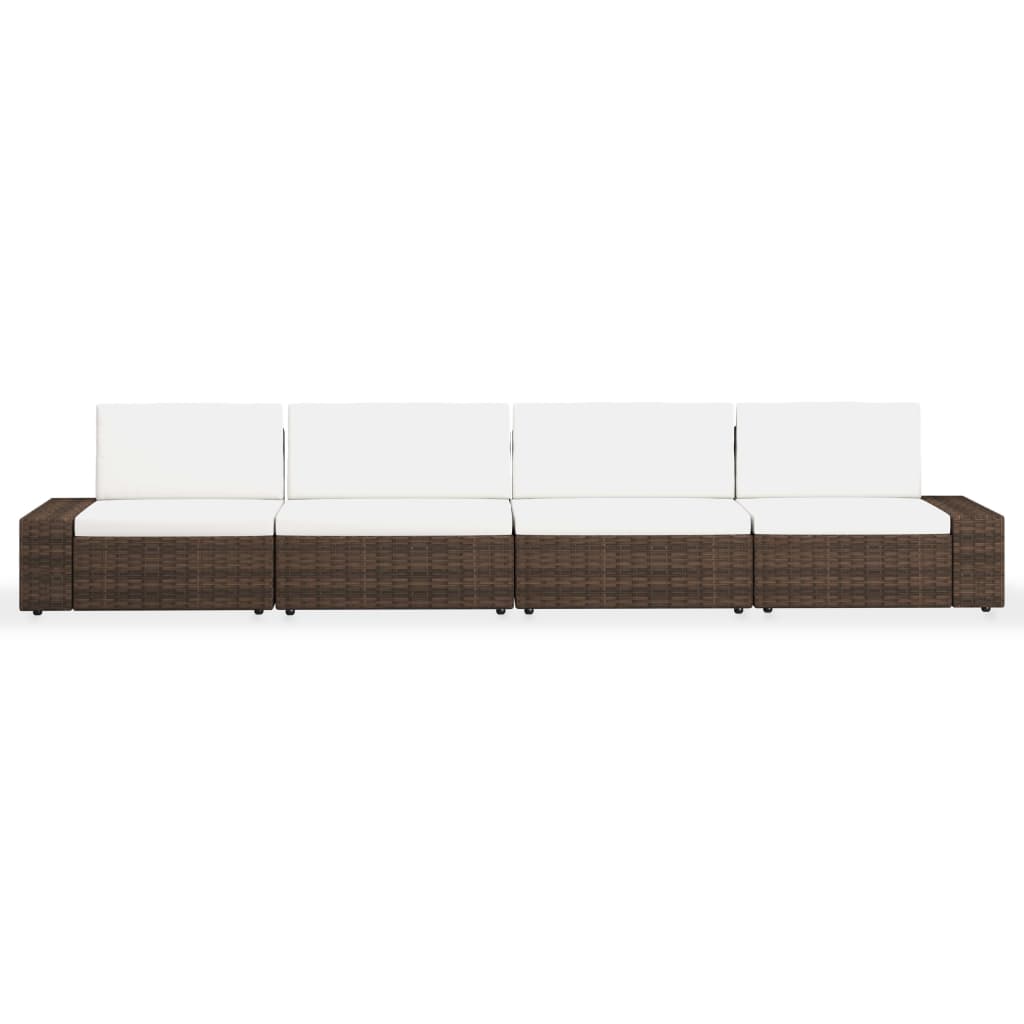 4-tlg. Garten-Lounge-Set Poly Rattan Braun