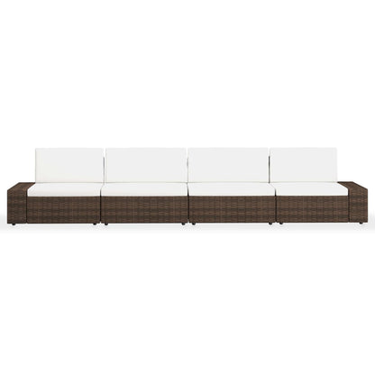 4-tlg. Garten-Lounge-Set Poly Rattan Braun