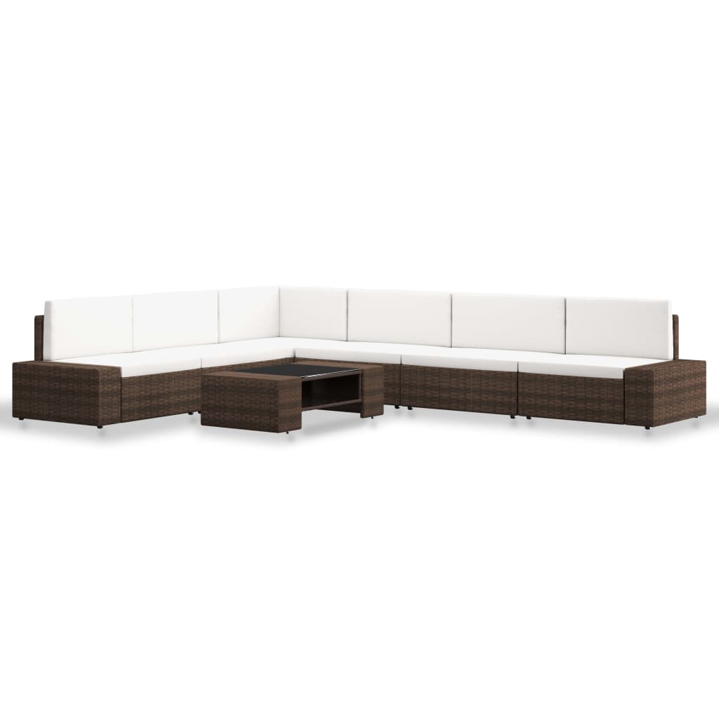 7-tlg. Garten-Lounge-Set Poly Rattan Braun