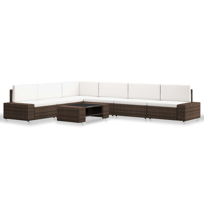 7-tlg. Garten-Lounge-Set Poly Rattan Braun