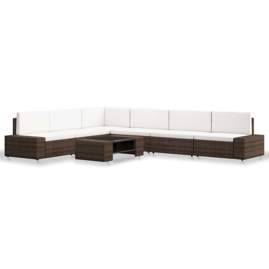 7-tlg. Garten-Lounge-Set Poly Rattan Braun