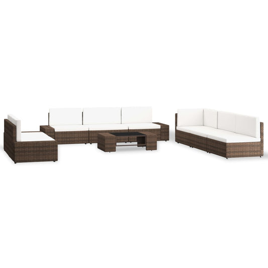 9-tlg. Garten-Lounge-Set Poly Rattan Braun