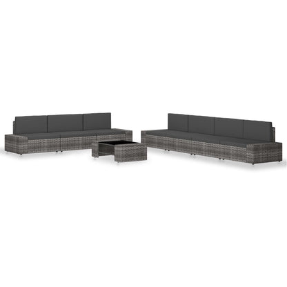 8-tlg. Garten-Lounge-Set Poly Rattan Grau
