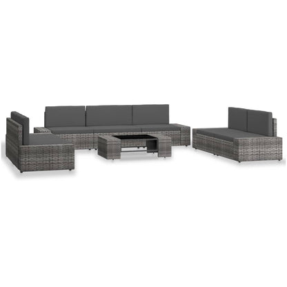 8-tlg. Garten-Lounge-Set Poly Rattan Grau