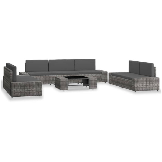 8-tlg. Garten-Lounge-Set Poly Rattan Grau