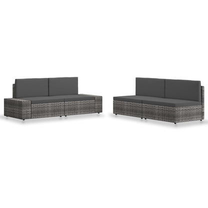 4-tlg. Garten-Lounge-Set Poly Rattan Grau