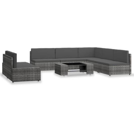 7-tlg. Garten-Lounge-Set Poly Rattan Grau