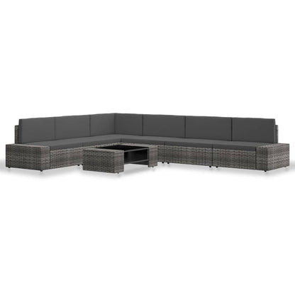 7-tlg. Garten-Lounge-Set Poly Rattan Grau