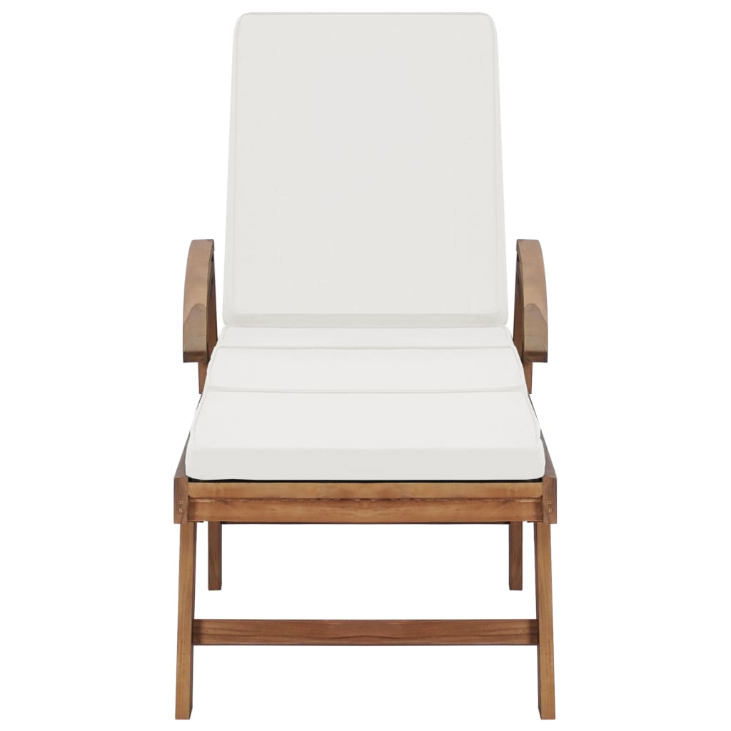 Sonnenliegen mit Auflagen 2 Stk. Massivholz Teak Creme