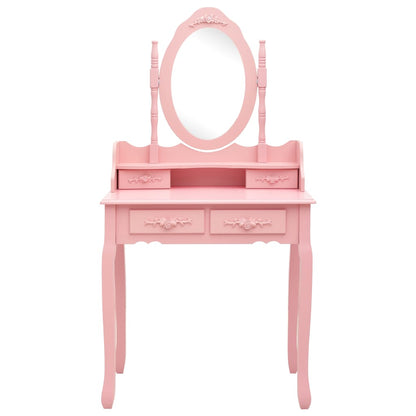 Schminktisch-Set mit Hocker Rosa 75x69x140 cm Paulownia-Holz