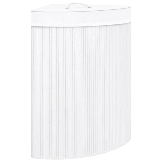 Eck-Wäschekorb Bambus Weiß 60 L
