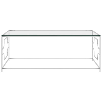 Couchtisch Silbern 120x60x45 cm Edelstahl und Glas