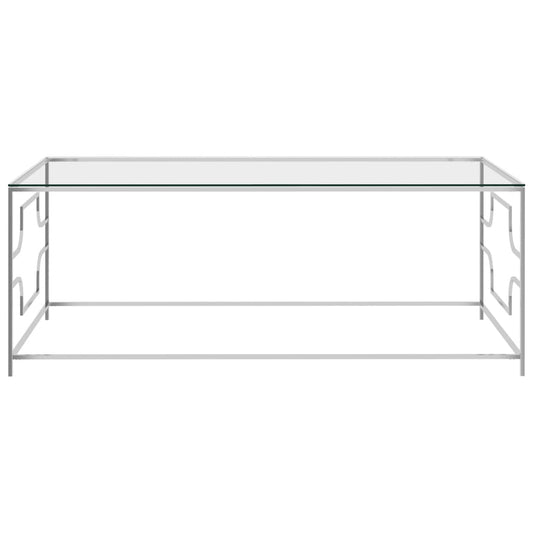 Couchtisch Silbern 120x60x45 cm Edelstahl und Glas