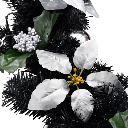 Weihnachtskranz mit LED Schwarz 60 cm PVC