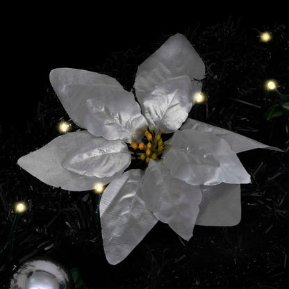 Weihnachtskranz mit LED Schwarz 60 cm PVC