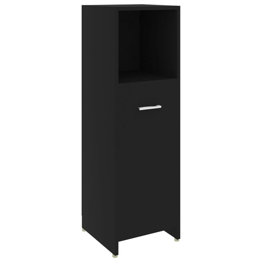 Badeværelsesskab Sort 30x30x95 cm Træ Materiale