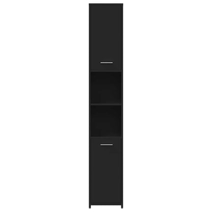 Badezimmerschrank Schwarz 30x30x183,5 cm Holzwerkstoff