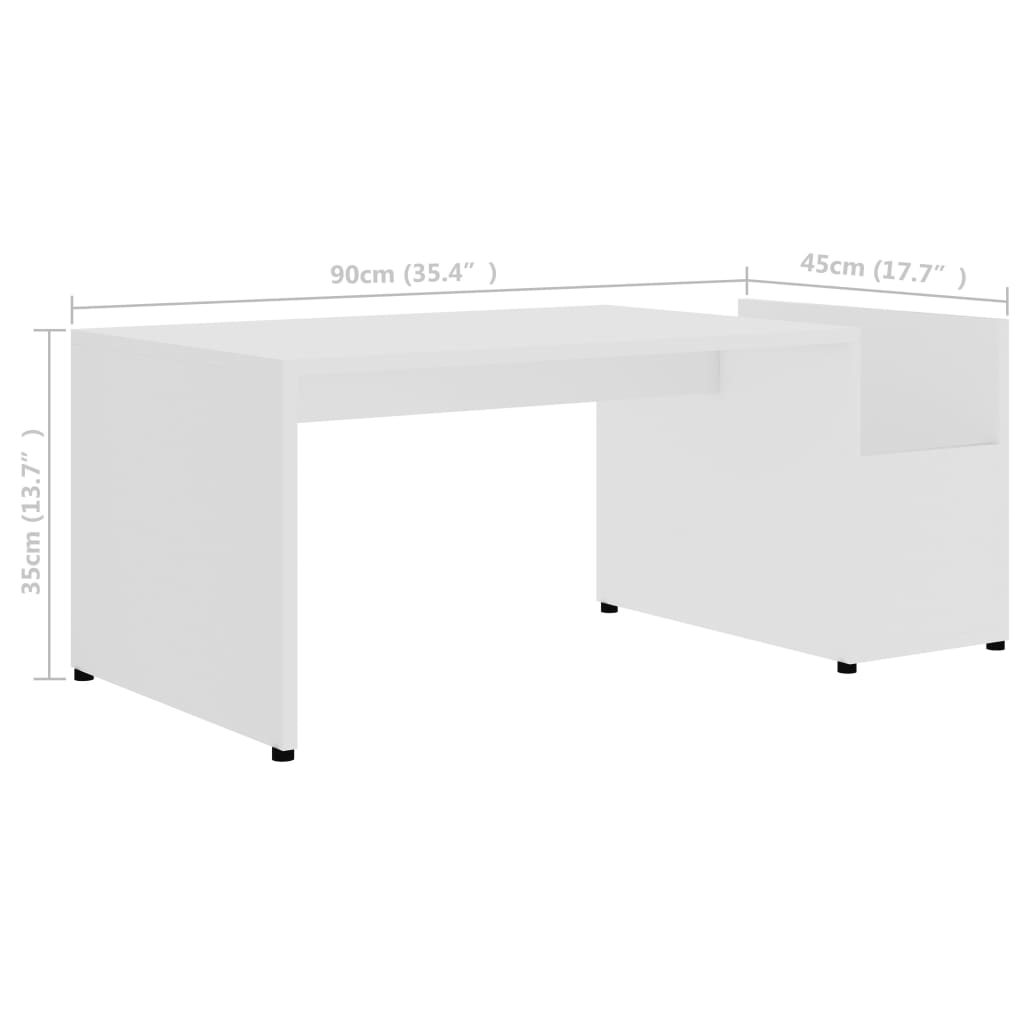 Sofabord Hvid 90x45x35 cm Træ Materiale
