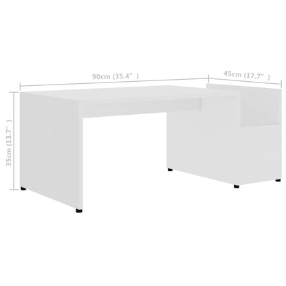 Sofabord Hvid 90x45x35 cm Træ Materiale