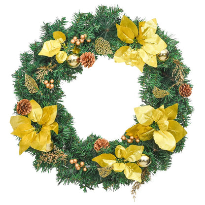 Weihnachtskranz mit LED-Lichtern Grün 60 cm PVC
