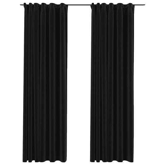 Verdunkelungsvorhänge mit Haken Leinenoptik 2 Stk. 140x245 cm