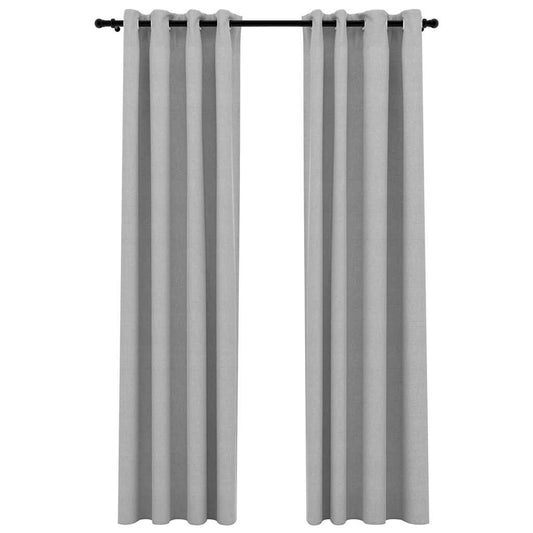 Verdunkelungsvorhänge Ösen Leinenoptik 2 Stk. Grau 140x245 cm