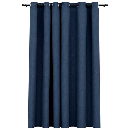 Verdunkelungsvorhang mit Ösen Leinenoptik Blau 290x245 cm