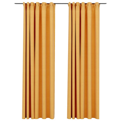 Verdunkelungsvorhänge Haken Leinenoptik 2 Stk. Gelb 140x245cm