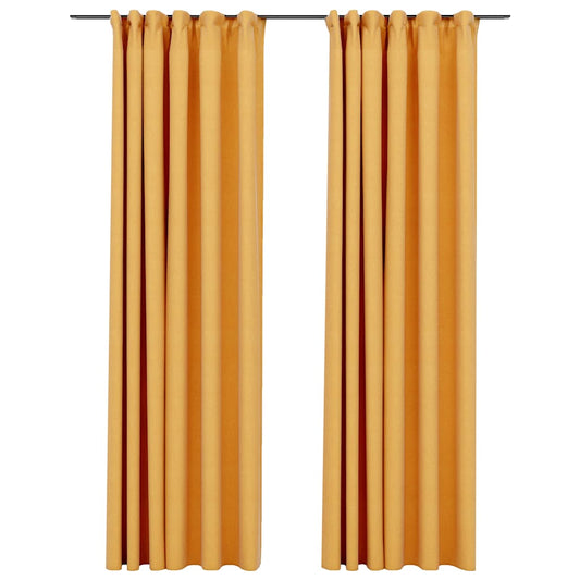 Verdunkelungsvorhänge Haken Leinenoptik 2 Stk. Gelb 140x245cm