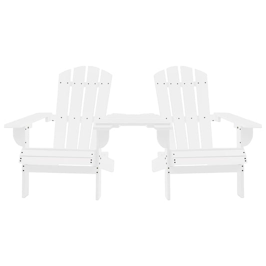 Adirondack-Gartenstühle mit Tisch Massivholz Tanne Weiß