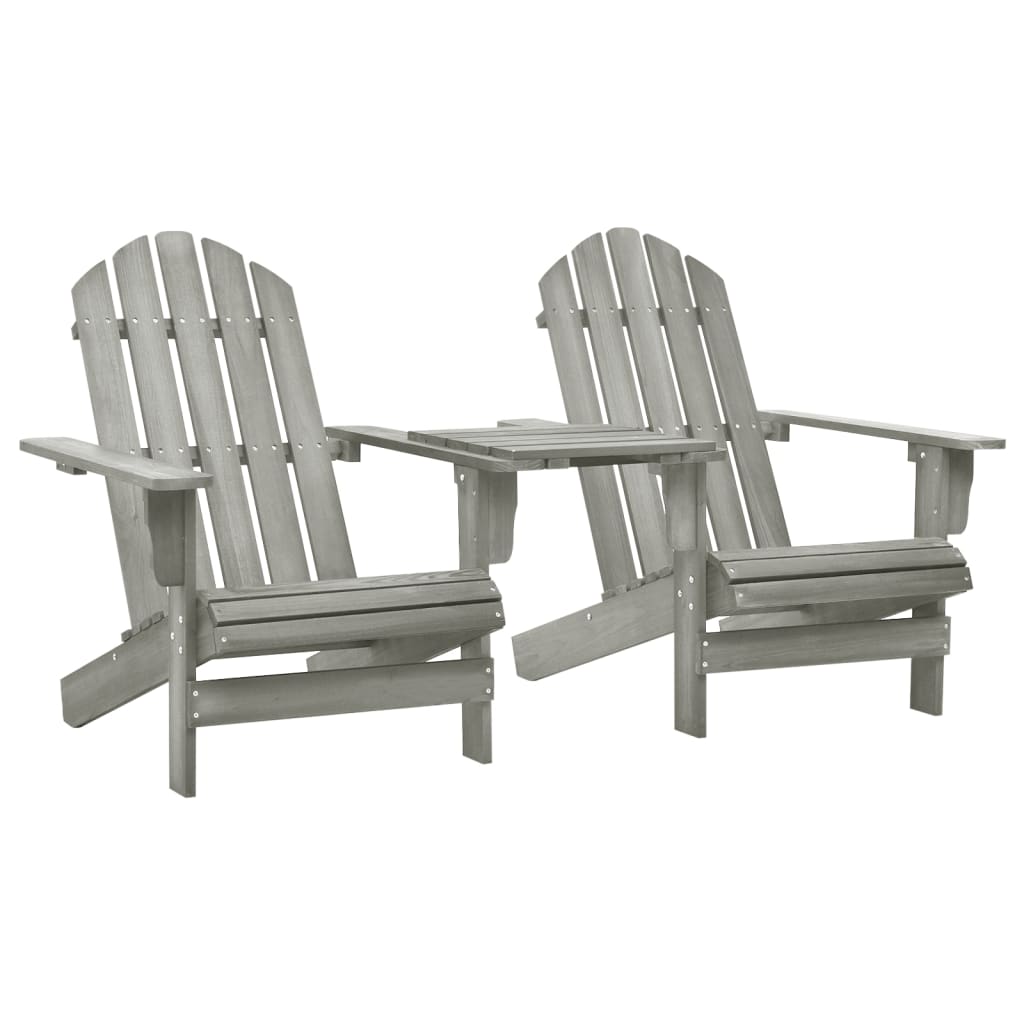 Adirondack-Gartenstühle mit Tisch Massivholz Tanne Grau