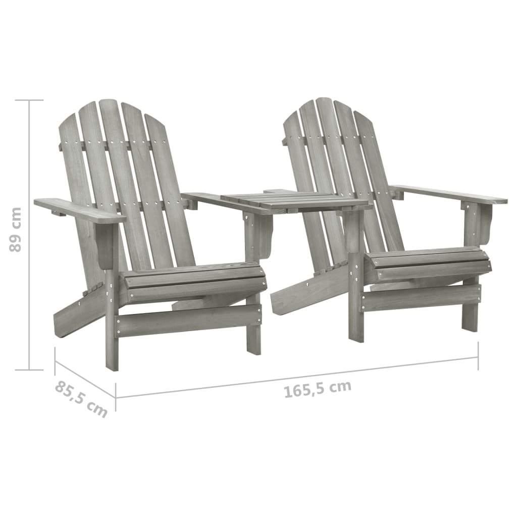Adirondack-Gartenstühle mit Tisch Massivholz Tanne Grau