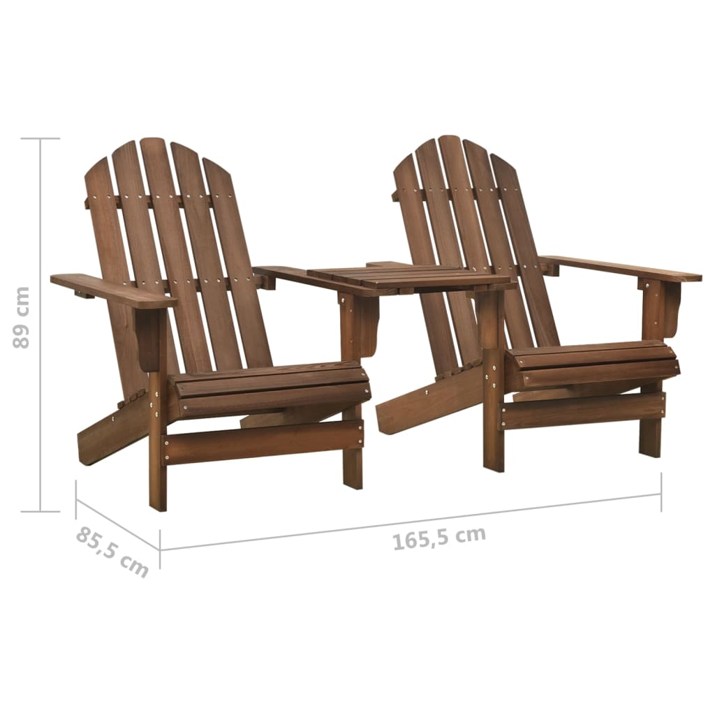 Adirondack-Gartenstühle mit Tisch Massivholz Tanne Braun