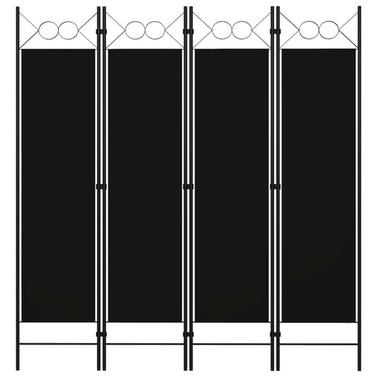 4-tlg. Raumteiler Schwarz 160 x 180 cm
