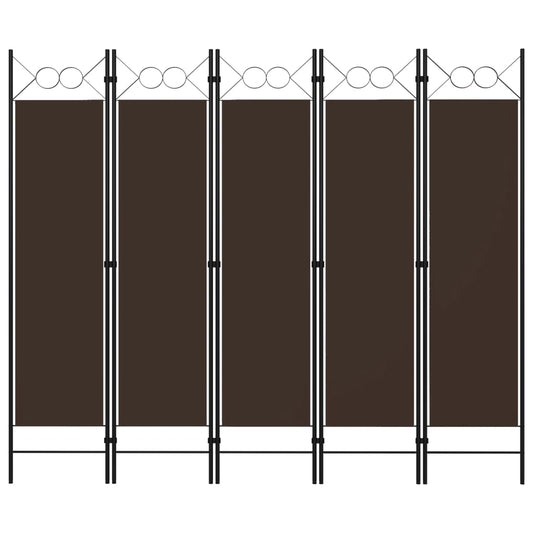 5-tlg. Raumteiler Braun 200 x 180 cm