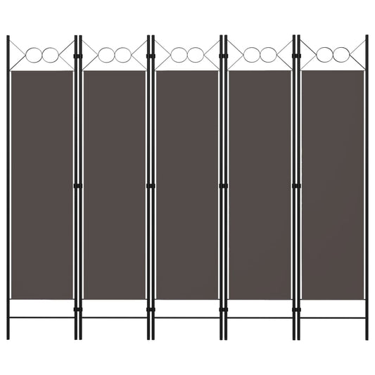 5-tlg. Raumteiler Anthrazit 200 x 180 cm