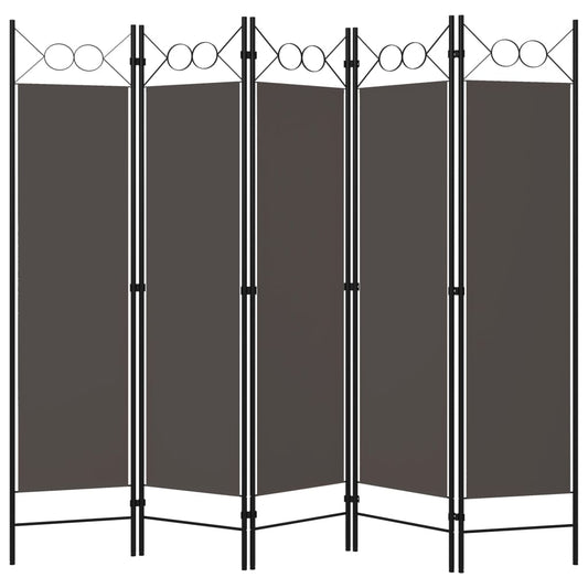 5-tlg. Raumteiler Anthrazit 200 x 180 cm
