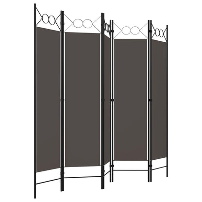5-tlg. Raumteiler Anthrazit 200 x 180 cm