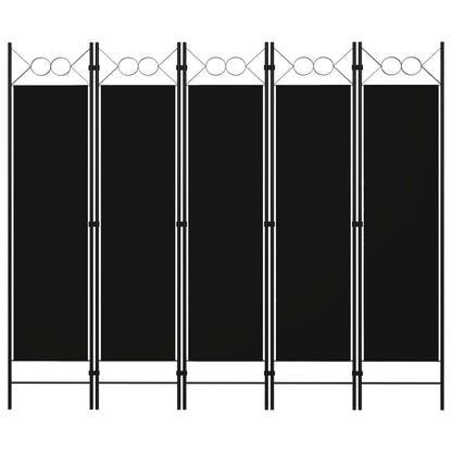 5-tlg. Raumteiler Schwarz 200 x 180 cm