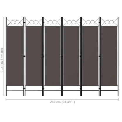 6-tlg. Raumteiler Anthrazit 240 x 180 cm