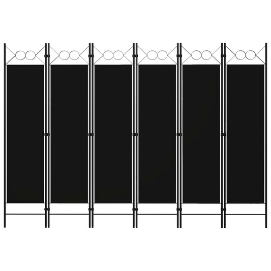 6-tlg. Raumteiler Schwarz 240 x 180 cm